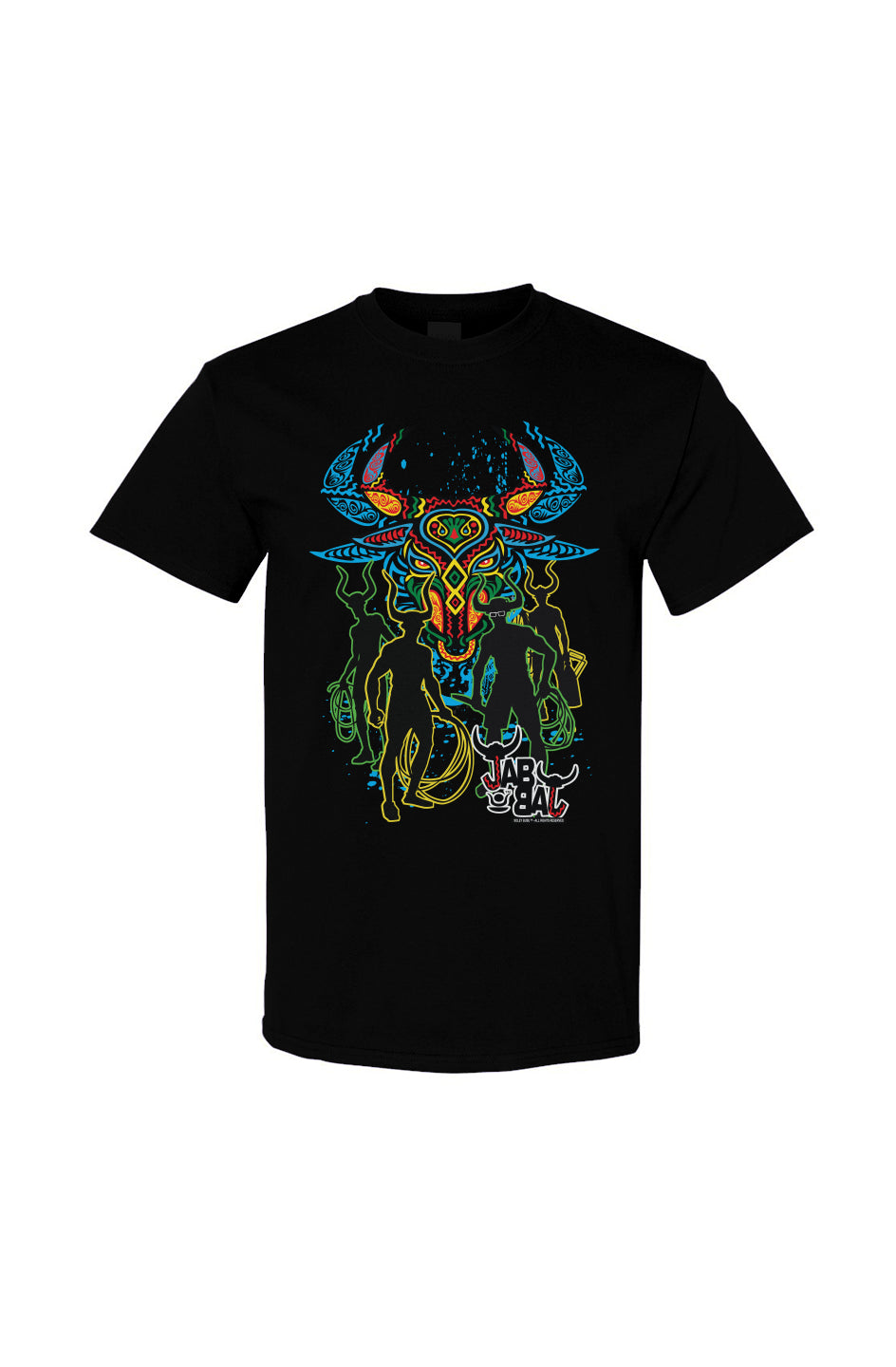 Men's black J'ouvert jab jab with bull face t-shirt