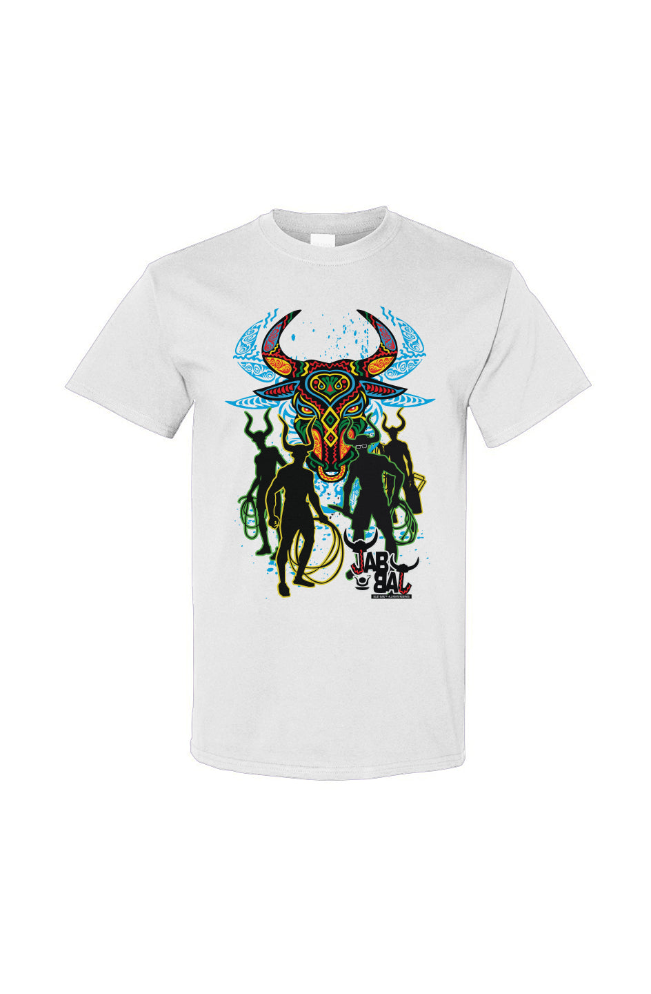 Men's white J'ouvert jab jab with bull face t-shirt