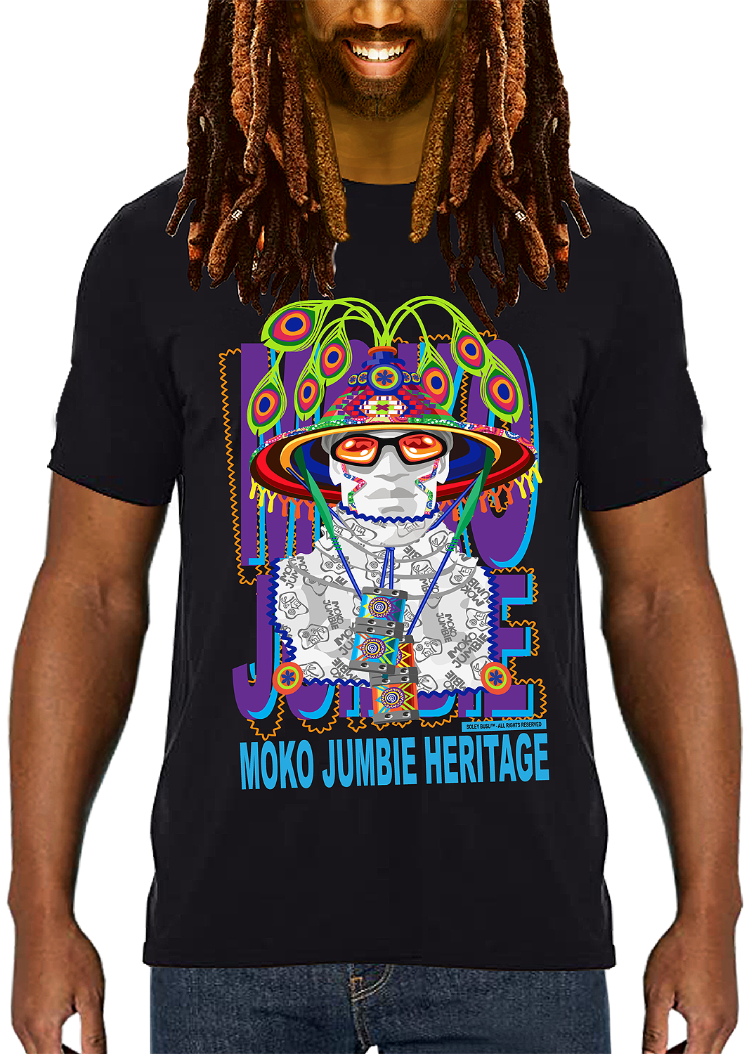 Caribbean Carnival Peacock Moko Jumbie Heritage T-Shirt